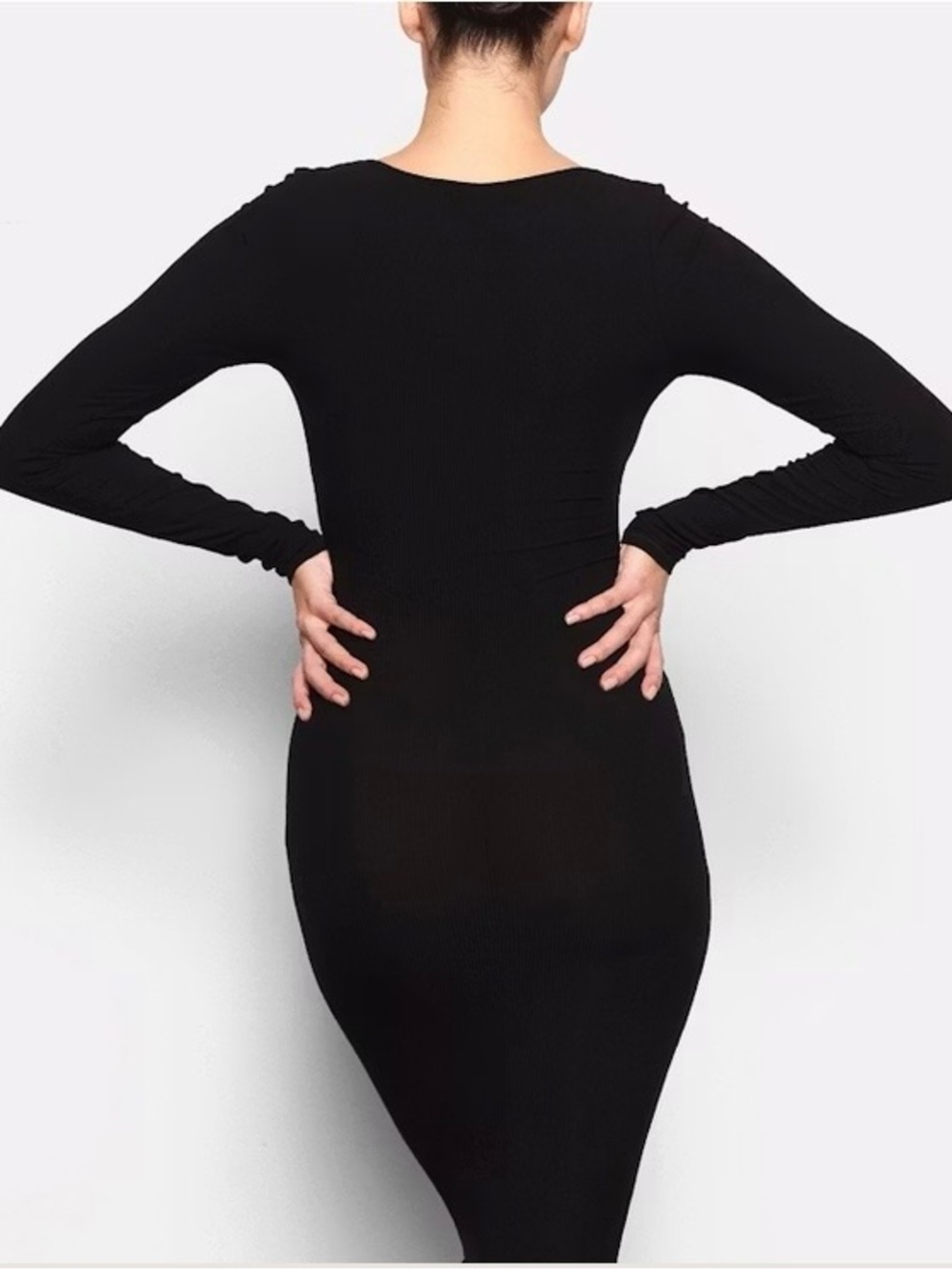 SKIMS Black Long-Sleeve Bodycon Dress